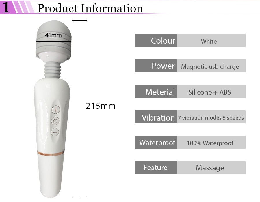 เครื่องนวดตัวไม้กายสิทธิ์ AV อันทรงพลัง ชาร์จ USB เครื่องสั่น G-Spot สำหรับผู้หญิง ของเล่นทางเพศสำหรับผู้หญิง ผลิตภัณฑ์ทางเพศสำหรับผู้หญิง