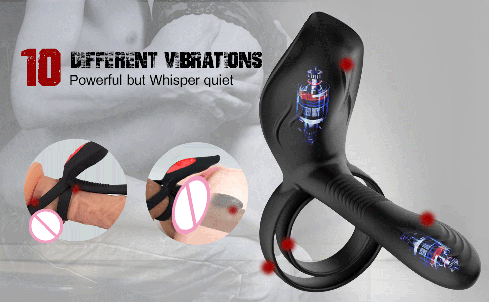 New Couples Delay Ejaculation Penis Vibrator with Double Cock Ring Nipples Massager Adult Sex Toys for Men Clitoris Stimulator