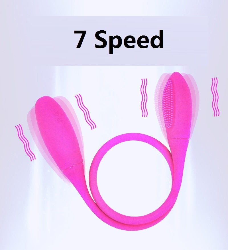 ของเล่นผู้ใหญ่แบบเสียบ USB ชาร์จได้ 7 สปีด ซิลิโคนงูคู่สั่น ไวเบรเตอร์กระสุนกระตุ้นจุด G สำหรับคู่รัก