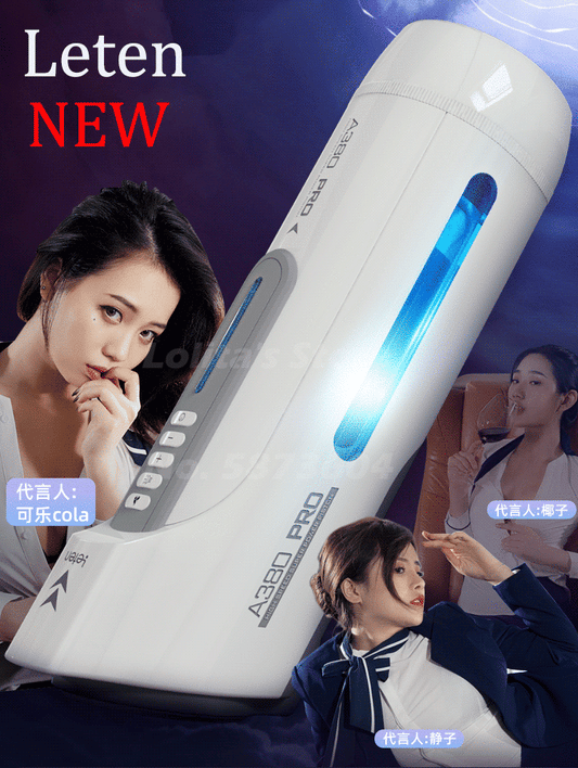 Leten Electric Piston Heating Vagina Vibrator Mmale Automatic Overlength Thrusting Masturbation Voice Sucking Sex Toys for Men