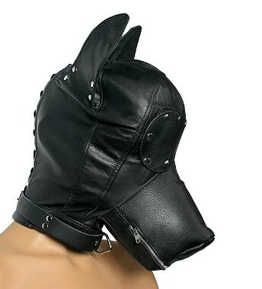หน้ากากหนังบุนวมที่ครอบตา.สายรัดศีรษะแบบ gag. BDSM Bondage. ของเล่นทางเพศสำหรับคู่รักและอุปกรณ์เสริม