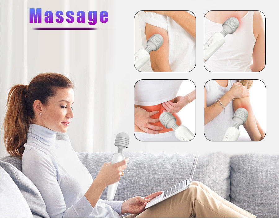 เครื่องนวดตัวไม้กายสิทธิ์ AV อันทรงพลัง ชาร์จ USB เครื่องสั่น G-Spot สำหรับผู้หญิง ของเล่นทางเพศสำหรับผู้หญิง ผลิตภัณฑ์ทางเพศสำหรับผู้หญิง