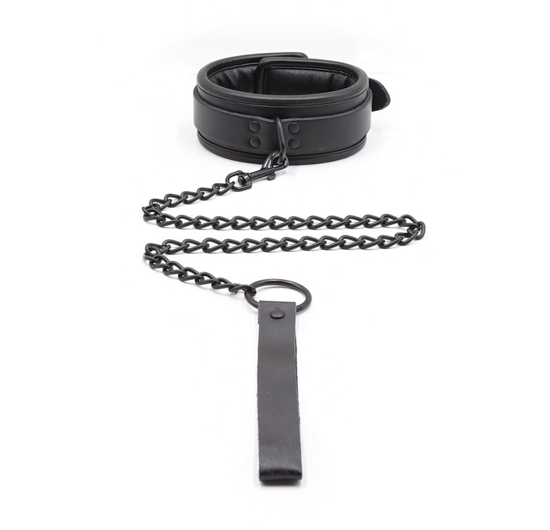 ปลอกคอ BDSM แบบมีโซ่เหล็กและหนังแท้สำหรับผู้หญิง ของเล่นทางเพศสำหรับคู่รัก อุปกรณ์รัดตรึงทางเพศ
