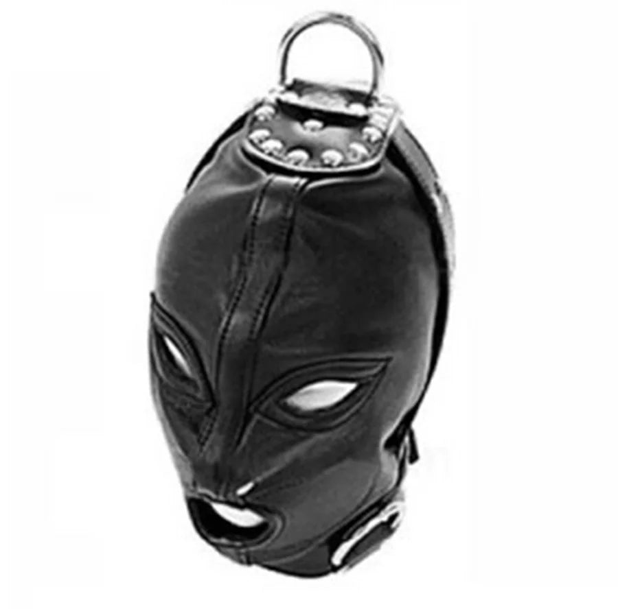 หน้ากากหนังบุนวมที่ครอบตา.สายรัดศีรษะแบบ gag. BDSM Bondage. ของเล่นทางเพศสำหรับคู่รักและอุปกรณ์เสริม