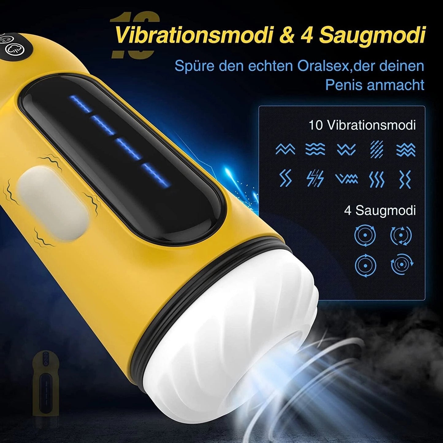 Automatic Masturbator Male, 10 Powerful Vibrations, Soft Pocket Pussy Sex Toy, Realistic Vagina, Blowjob, Oral Adult Toy