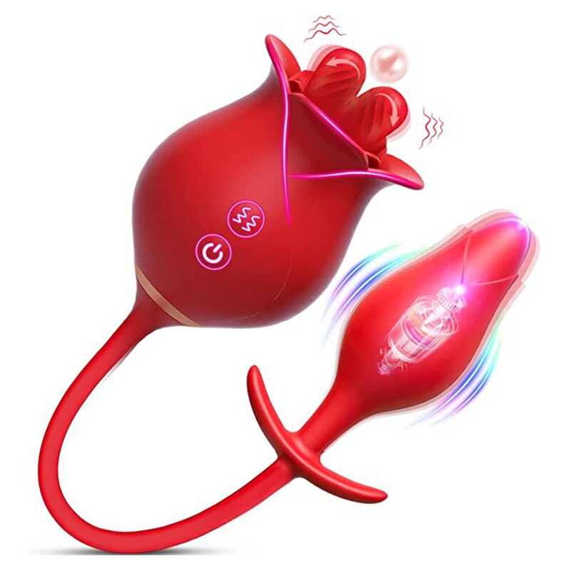 กุหลาบลิ้นเลีย Vibrator ผู้หญิงหัวนมอมควย G Spot Clitoris Masturbation หญิงเซ็กซ์ทอย