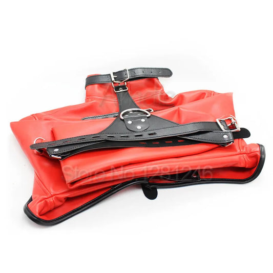 Synthetic Leather Straitjacket BDSM Adult Games Straight Jacket Adjustable Fetish Harness Body Bondage Sex Toy For Women and Men