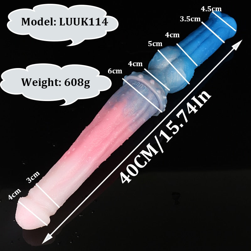 LUUK 40 ซม. ซูเปอร์ยาวพิเศษ หัวสองด้าน ม้าและสุนัขผสมผสาน ดิลโด้ซิลิโคนเหลวเนื้อนุ่ม ปลั๊กทวาร ของเล่นทางเพศสำหรับผู้หญิง เลสเบี้ยน