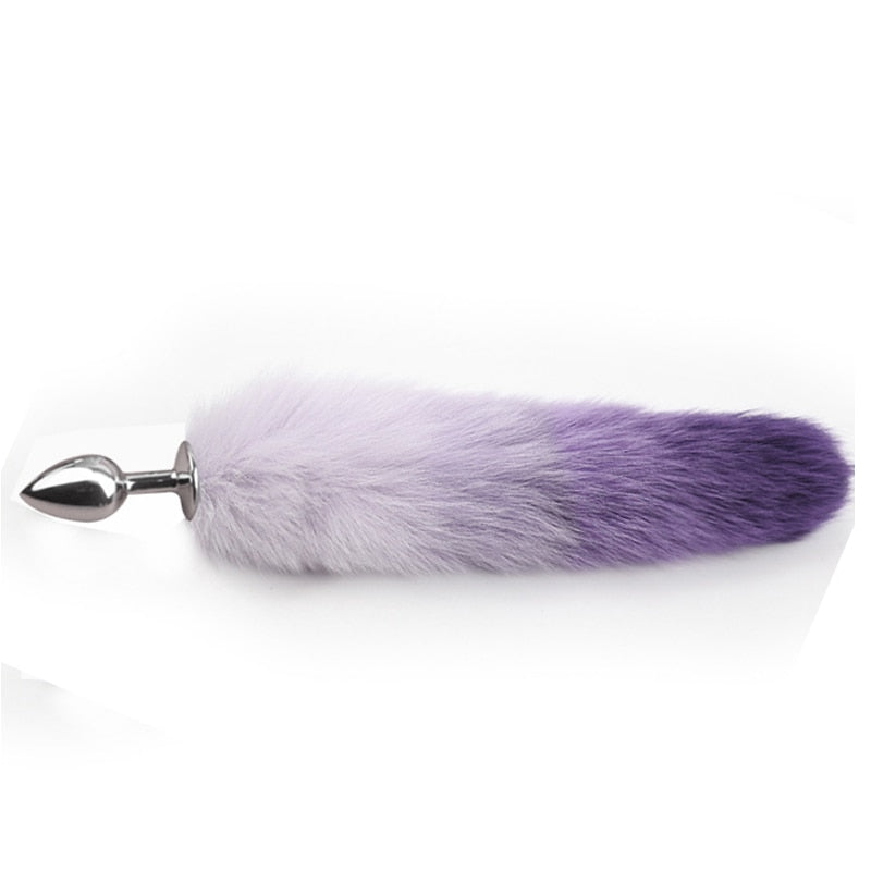 Metal with Gradient Color Fox Analplug Tail Flirting Anal Analplug Dilatation Ass Plug G Point Massage Masturbation Gay Sex Toys