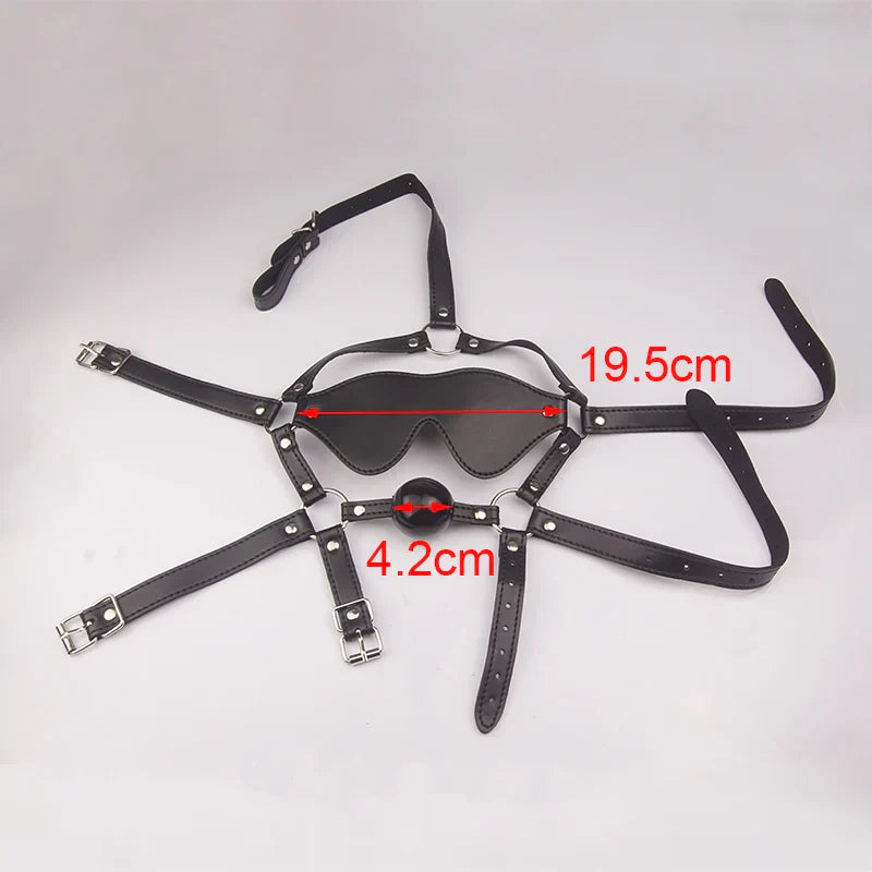 Ring/Spider/Ball Gag BDSM Leather Cover Mouth Mask Bondage. Muzzle Blindfold Restraints.SM Sex Toys For Couples