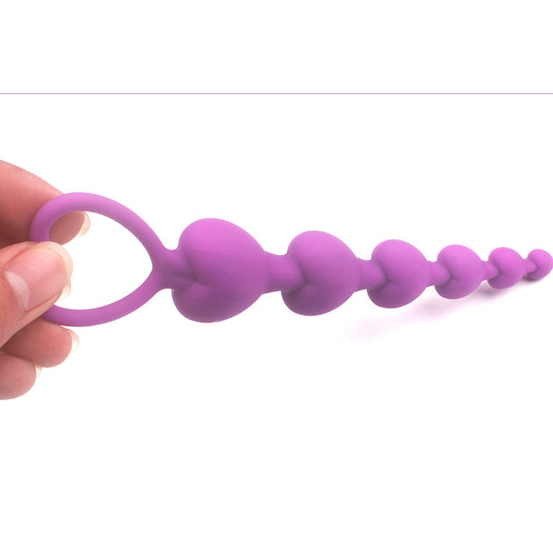 Heart Beads Soft Anal Plug Anus Toys Big  Balls Silicone G-Spot Stimulating Butt Plugs Adult Sex  Couple Sexy