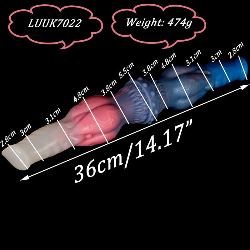 LUUK 40 ซม. ซูเปอร์ยาวพิเศษ หัวสองด้าน ม้าและสุนัขผสมผสาน ดิลโด้ซิลิโคนเหลวเนื้อนุ่ม ปลั๊กทวาร ของเล่นทางเพศสำหรับผู้หญิง เลสเบี้ยน