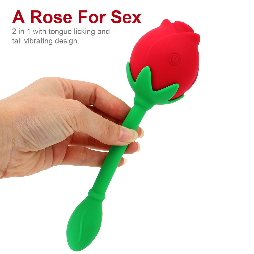 IKOKY 2 In 1 Anal Plug Sucking Vibrator Tail Vibration Clitoris Stimulation Vagina Nipple Massager Rose Shape Sex Toys for Women
