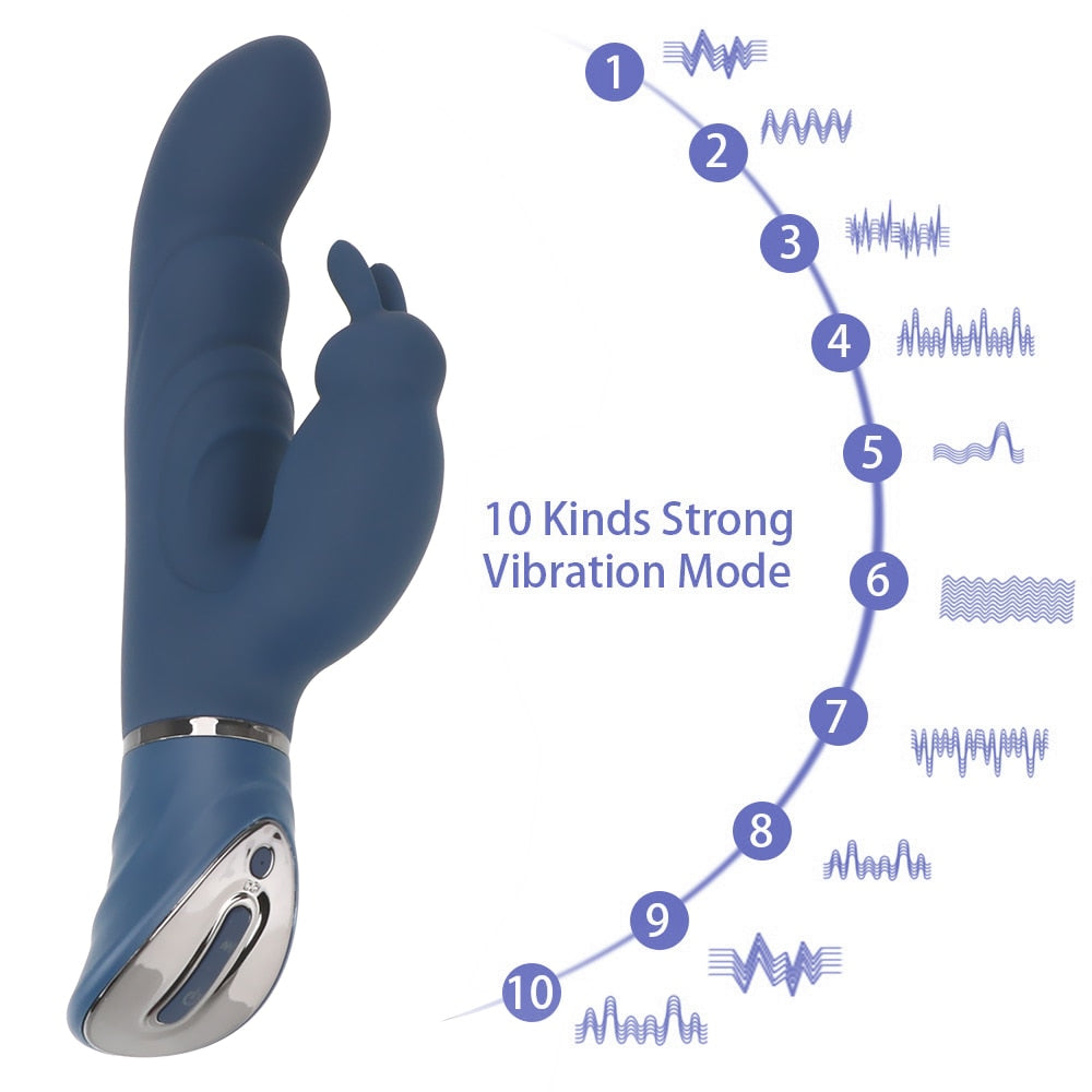 IKOKY กระต่ายสั่น Dildo G-spot สำหรับผู้หญิง 10 โหมดการสั่น กันน้ำ กระต่ายสั่น เครื่องกระตุ้นคลิทอริส ของเล่นทางเพศ
