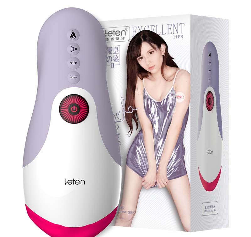 LeTen Masturbator Automatic Retractable Heating Cup Deep Throat Blowjob Masturbation Sucking Thrusting Vibrator Sex for Adult