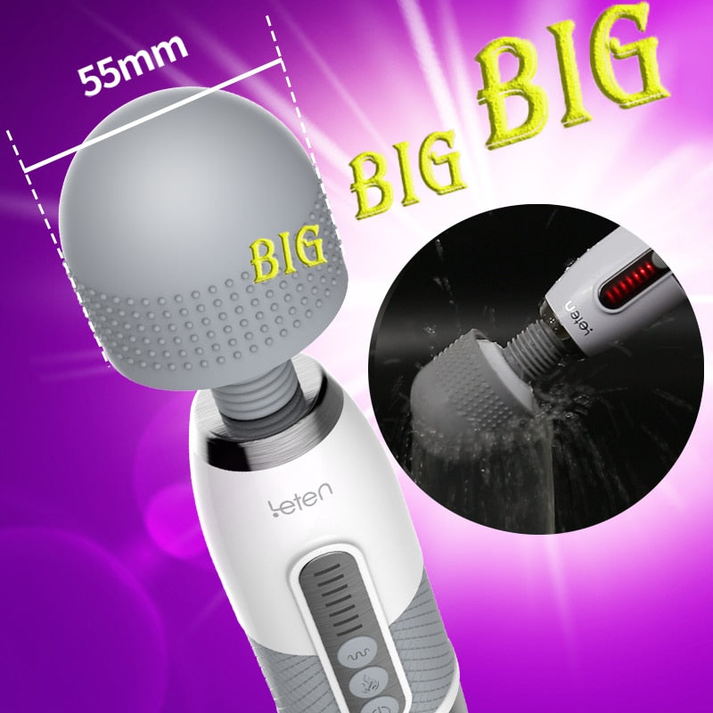 Leten Lightning เครื่องสั่นหัวใหญ่สำหรับช่วยตัวเองของผู้หญิง อุปกรณ์นวด AV Magic Wand กระตุ้นหัวนมและจุดซ่อนเร้น ของเล่นทางเพศสำหรับผู้หญิง