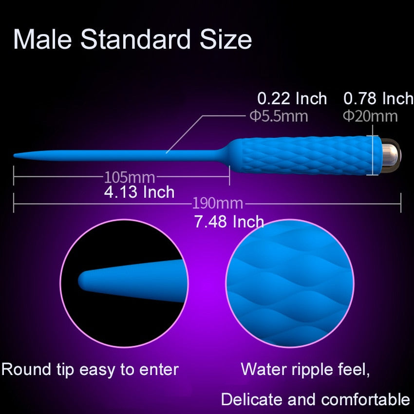 Leten Male Catheter Urethral Sound เครื่องนวดกระตุ้นไฟฟ้าอวัยวะเพศชายแบบสั่น ปลั๊กขยายท่อปัสสาวะ ซิลิโคนขยายช่องคลอด ของเล่นทางเพศสำหรับยืดอวัยวะเพศ ช่วยสำเร็จความใคร่ด้วยตัวเอง
