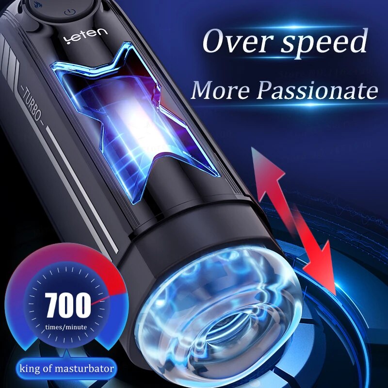 Leten X-เทอร์โบเซ็กซ์ทอยไวเบรเตอร์สำหรับผู้ชายลูกสูบไฟฟ้าความเร็วสูง700ครั้ง/นาที