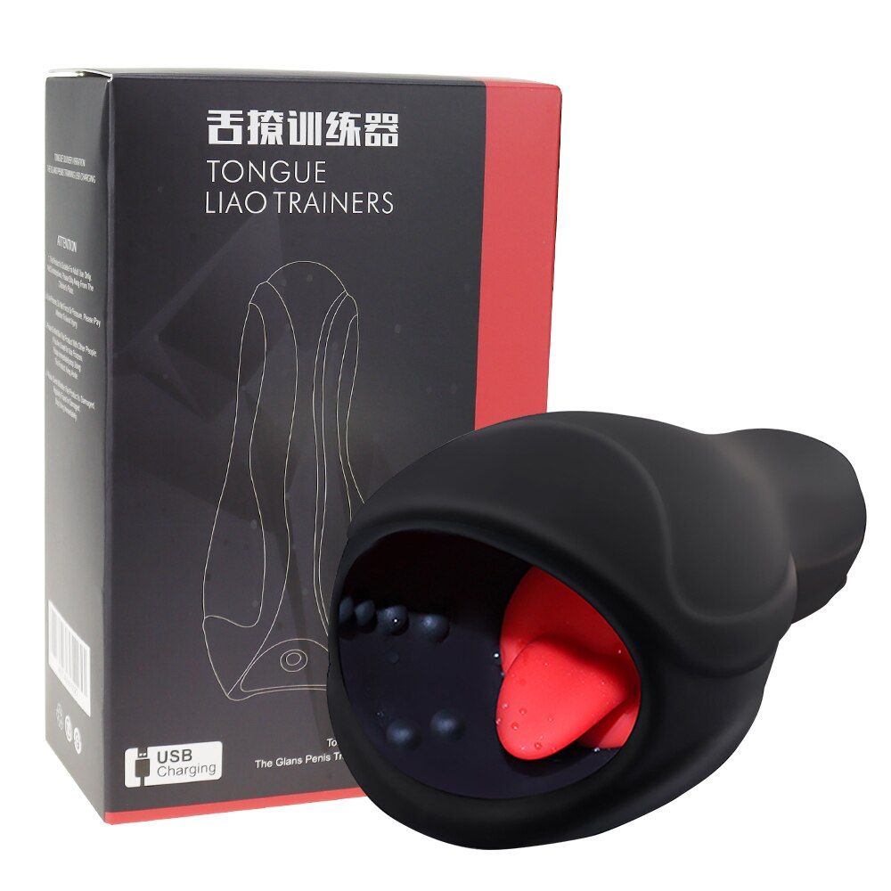 ลิ้นเลียอัตโนมัติ Masturbation ถ้วย Glans นวด Endurance Traninig เซ็กซ์ทอยสำหรับชายอวัยวะเพศชายหัวกระตุ้นชาย Vibrator