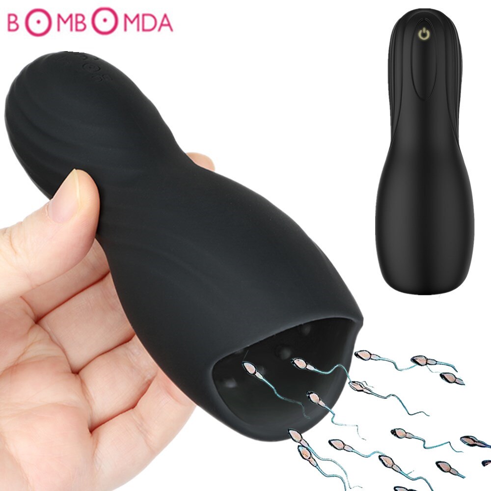 อมควยชาย Masturbator สำหรับผู้ชายอวัยวะเพศชาย Delay Trainer ไฟฟ้า Pulse Vibrator อัตโนมัติ Oral Climax Glans นวดหีของเล่น
