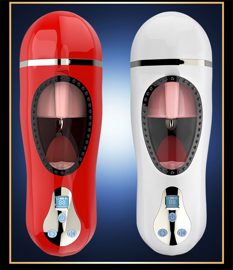 อมควยลิ้นเลียชาย Masturbator Vibrator สำหรับผู้ชายอัตโนมัติ Oral Deep Throat ช่องคลอด Masturbator ถ้วยความร้อนชายของเล่น