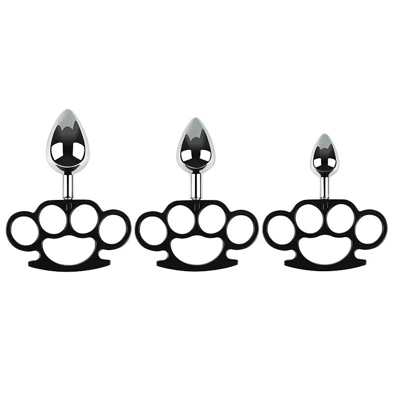 Metal Anal Beads Butt Plug Set Small Large Ass Anal Plug With Pull Hand Ring Dildo Steel Sex Toy Man Woman