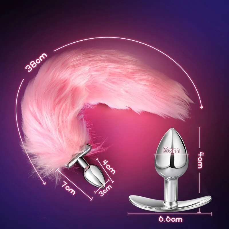 Metal Stainless Glow Steel New Detachable Led Cosplay Luminous Fox Tail Anal Butt Plug Sex Toys สำหรับผู้หญิง ผู้ชาย และคู่รัก