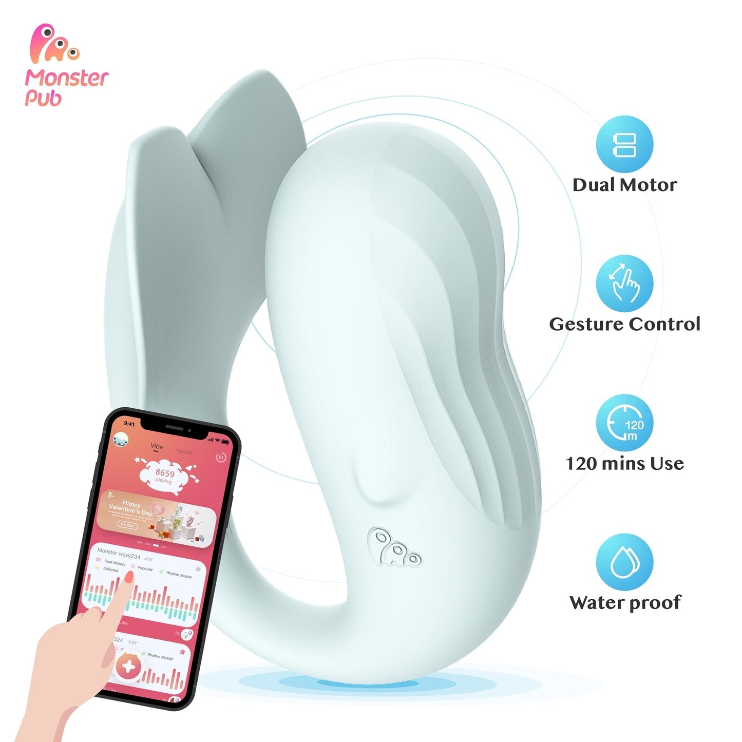 Monster Pub G-Spot Dual Motor Rechargeable Clitoral Vibrator Bluetooth Wireless APP Remote Control Vibrators สำหรับของเล่นทางเพศสำหรับผู้หญิง