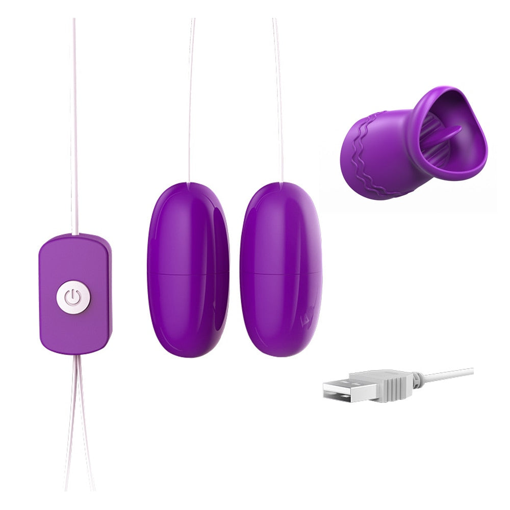 Multi-speed Tongue Oral Licking Vibrator USB Vibrating Egg G-spot Vagina Massage Clitoris Stimulator Sex Toys for Women Sex Shop