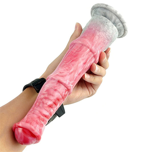 New Liquid Silicone Dildo Gory Raw Meat Color Horse Penis Anus Massage Sex Toys for Women Super Sucker Anal Plug Sex Shop