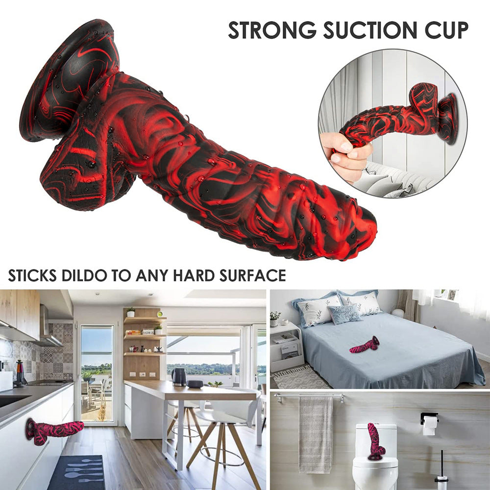 ของเล่นทางเพศ Couple's World Dildo สีผสมลายเกล็ดไดโนเสาร์ต่างดาว ผลิตจากซิลิโคนเหลวสำหรับผู้หญิง อุปกรณ์ช่วยตัวเองสุดเซ็กซี่
