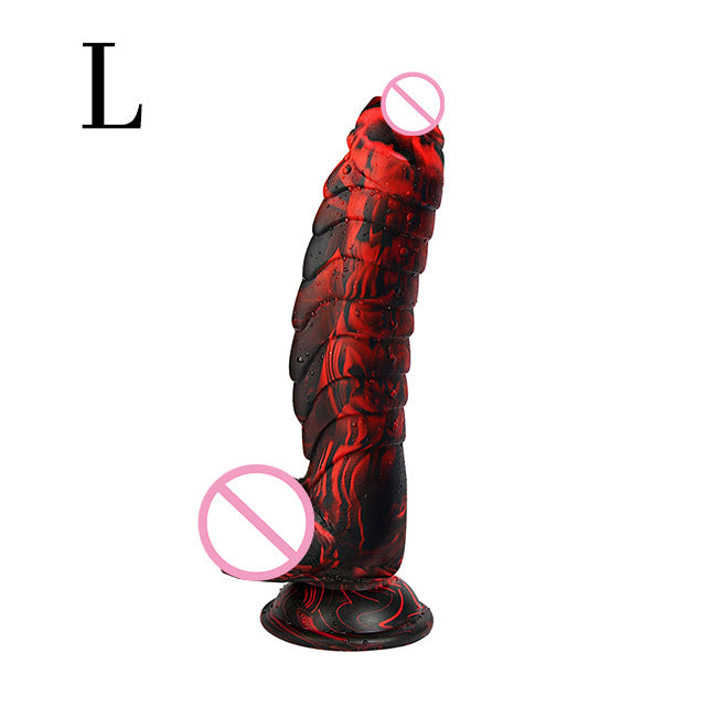 ของเล่นทางเพศ Couple's World Dildo สีผสมลายเกล็ดไดโนเสาร์ต่างดาว ผลิตจากซิลิโคนเหลวสำหรับผู้หญิง อุปกรณ์ช่วยตัวเองสุดเซ็กซี่