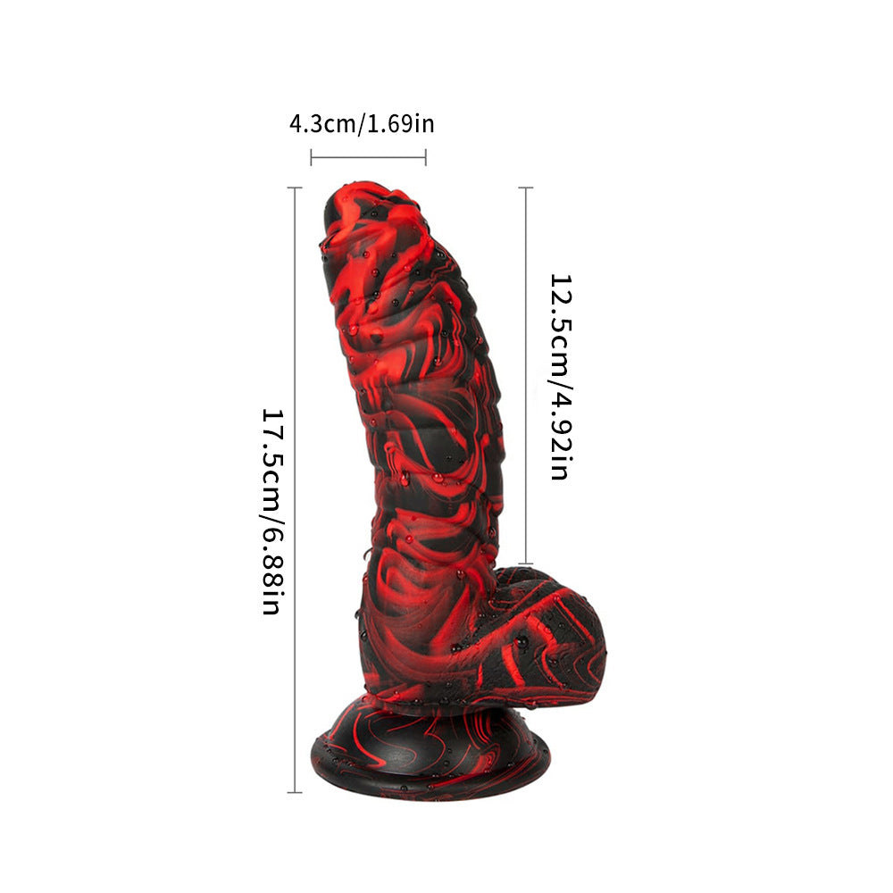 ของเล่นทางเพศ Couple's World Dildo สีผสมลายเกล็ดไดโนเสาร์ต่างดาว ผลิตจากซิลิโคนเหลวสำหรับผู้หญิง อุปกรณ์ช่วยตัวเองสุดเซ็กซี่