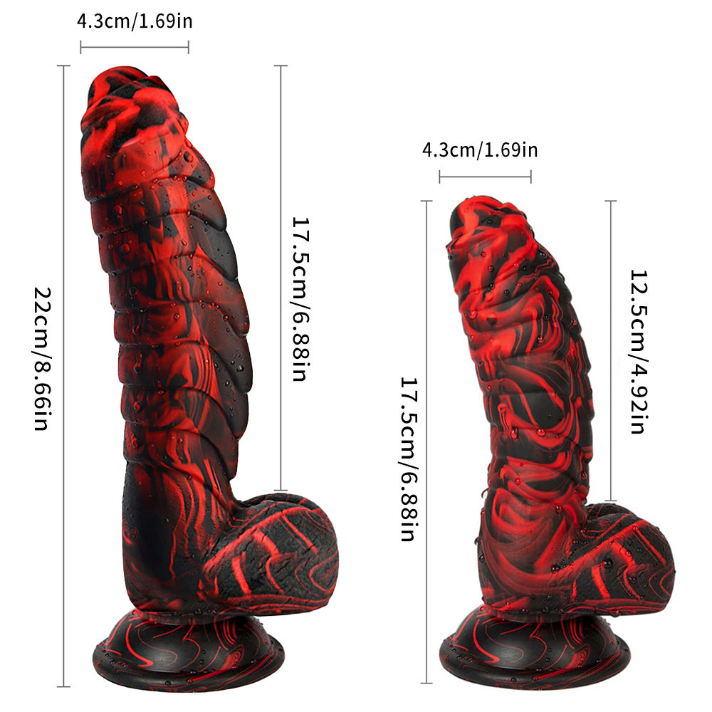 ของเล่นทางเพศ Couple's World Dildo สีผสมลายเกล็ดไดโนเสาร์ต่างดาว ผลิตจากซิลิโคนเหลวสำหรับผู้หญิง อุปกรณ์ช่วยตัวเองสุดเซ็กซี่