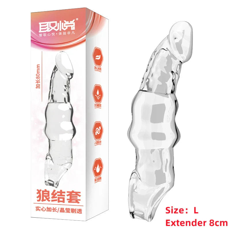 Penis Extension Sleeve Extender 5-8cm Reusable Condoms Soft Delay Ejaculation Penis Extender Dick Sleeve Adult Sex Toys for Men