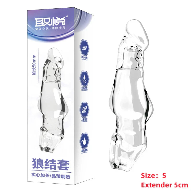 Penis Extension Sleeve Extender 5-8cm Reusable Condoms Soft Delay Ejaculation Penis Extender Dick Sleeve Adult Sex Toys for Men
