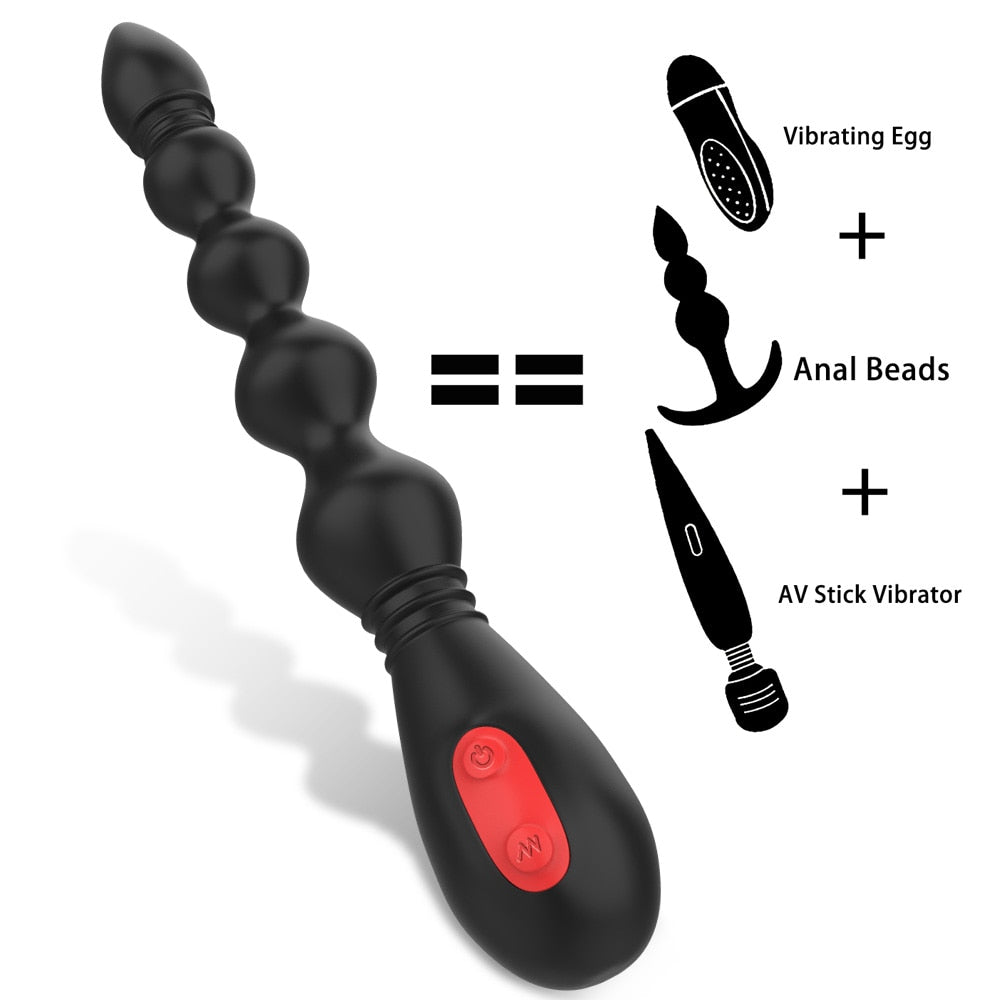 Prostate Stimulator Anal Training Sex Toy 9 Frequency Powerful Anal Beads Vibrator Flexible Anal Plug Waterproof Butt Plug