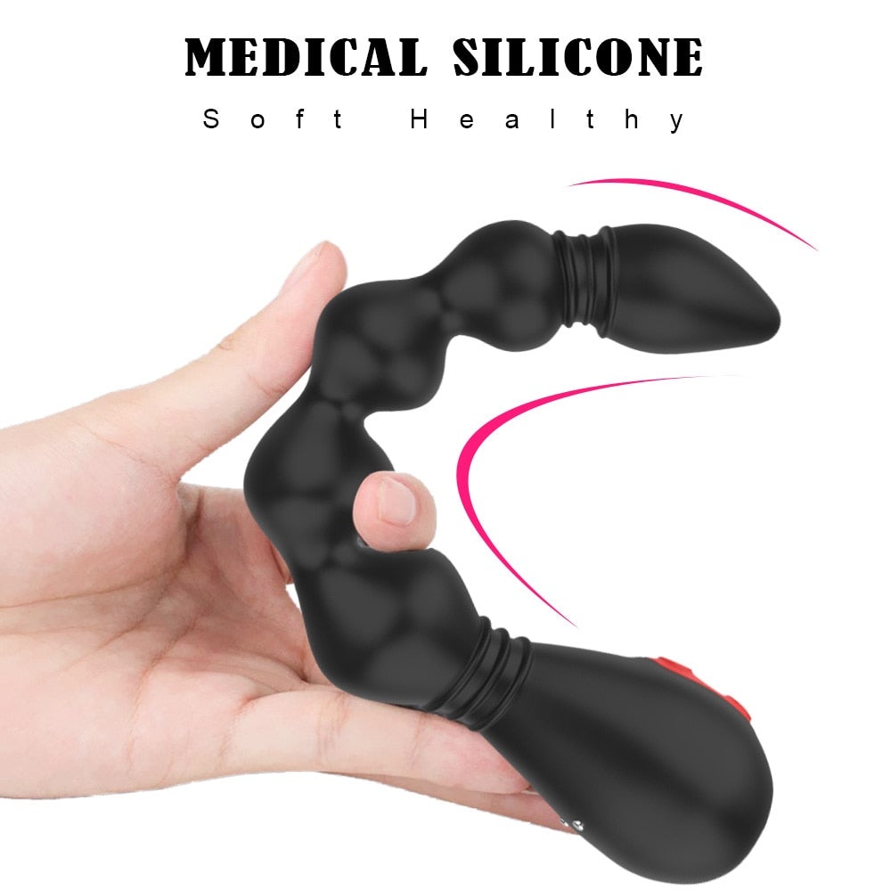 Prostate Stimulator Anal Training Sex Toy 9 Frequency Powerful Anal Beads Vibrator Flexible Anal Plug Waterproof Butt Plug