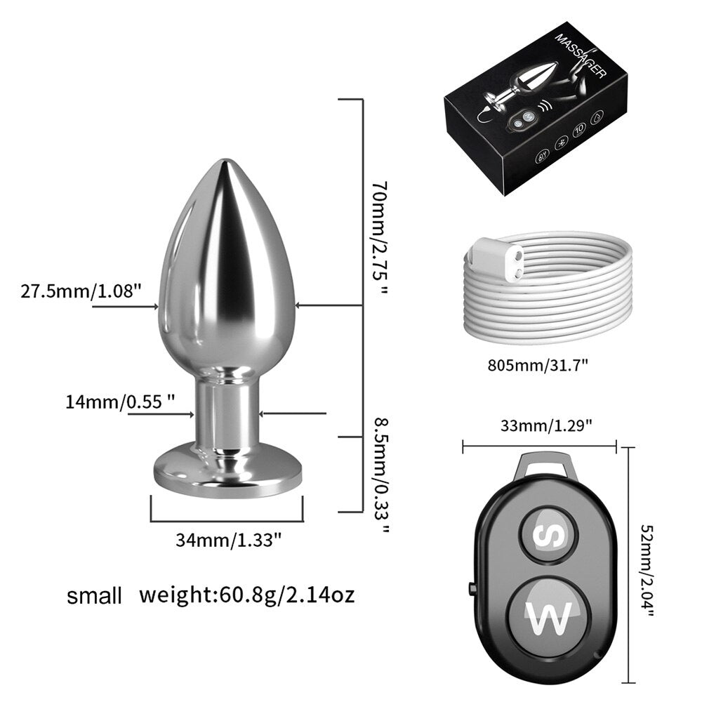 Remote Control Metal Anal Plug Vibrators Adult Vagina Dilator Women Sex Toys Butt Plug SM Outdoor Play Anus Expansion Beads