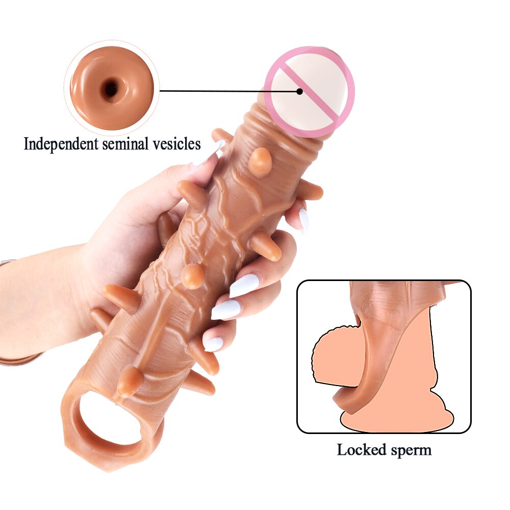 ขนาดใหญ่เครื่องขยายอวัยวะเพศชายเสื้อ Reusable ถุงยางอนามัย Delayed Ejaculation Cock แหวน Dick Enlargemen เซ็กซ์ทอยสำหรับชาย Intimate ดี