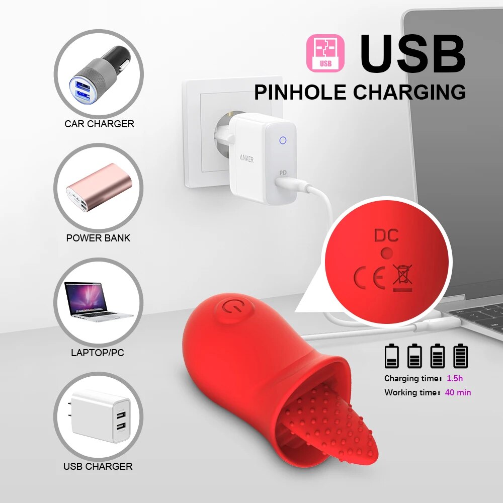 Rose Clitoris Stimulation Vibrator for Women G Spot VibrationTongue Licking Oral Vagina Nipple Massager Female Masturbator