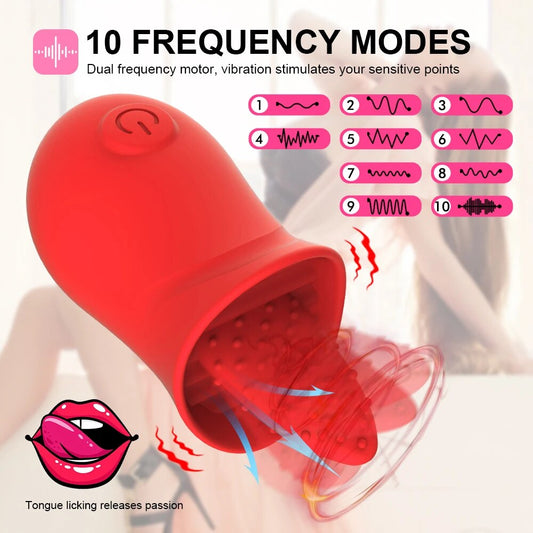 Rose Clitoris Stimulation Vibrator for Women G Spot VibrationTongue Licking Oral Vagina Nipple Massager Female Masturbator