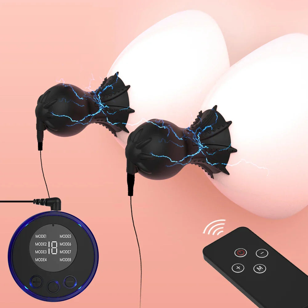 Nipple Sucker Clamps Electro Stimulator Nipples Pussy Breast Clit Masturbator Breast Enlarger Sex Toy Bdsm Tool Electric Shocker