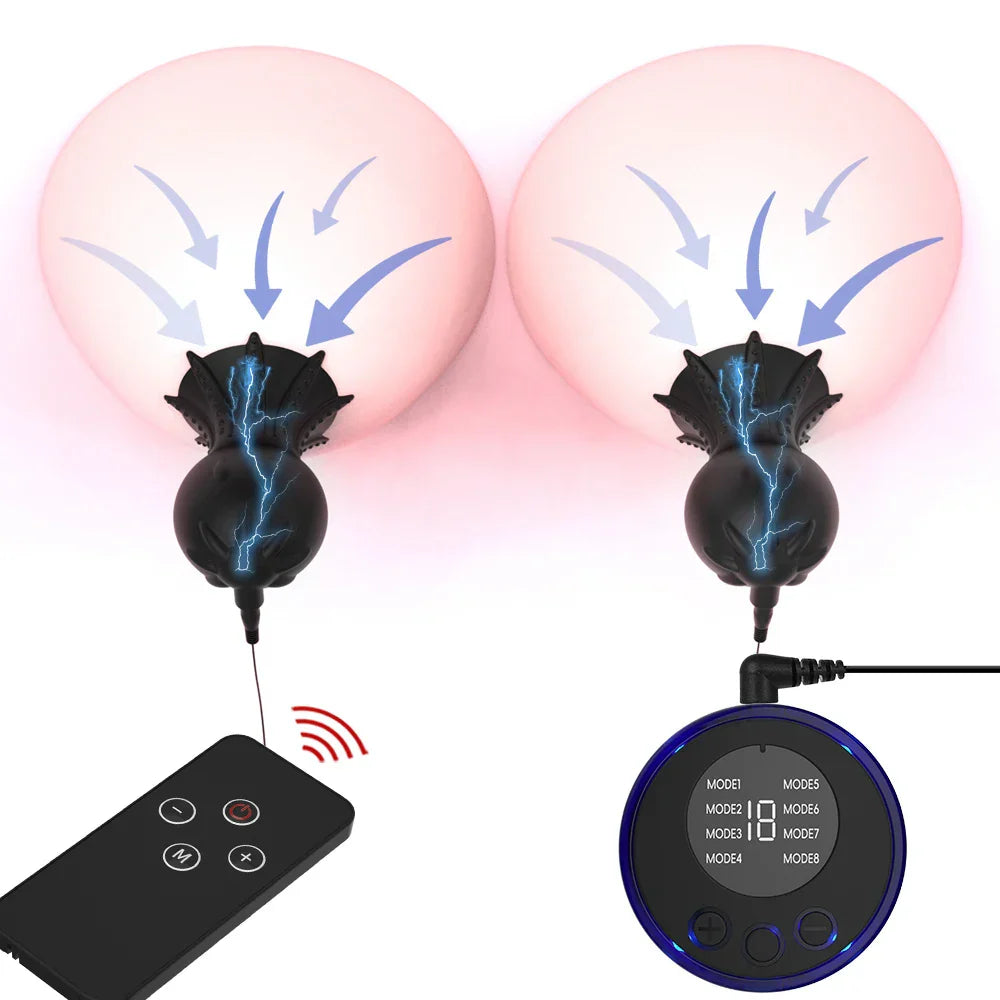 Nipple Sucker Clamps Electro Stimulator Nipples Pussy Breast Clit Masturbator Breast Enlarger Sex Toy Bdsm Tool Electric Shocker