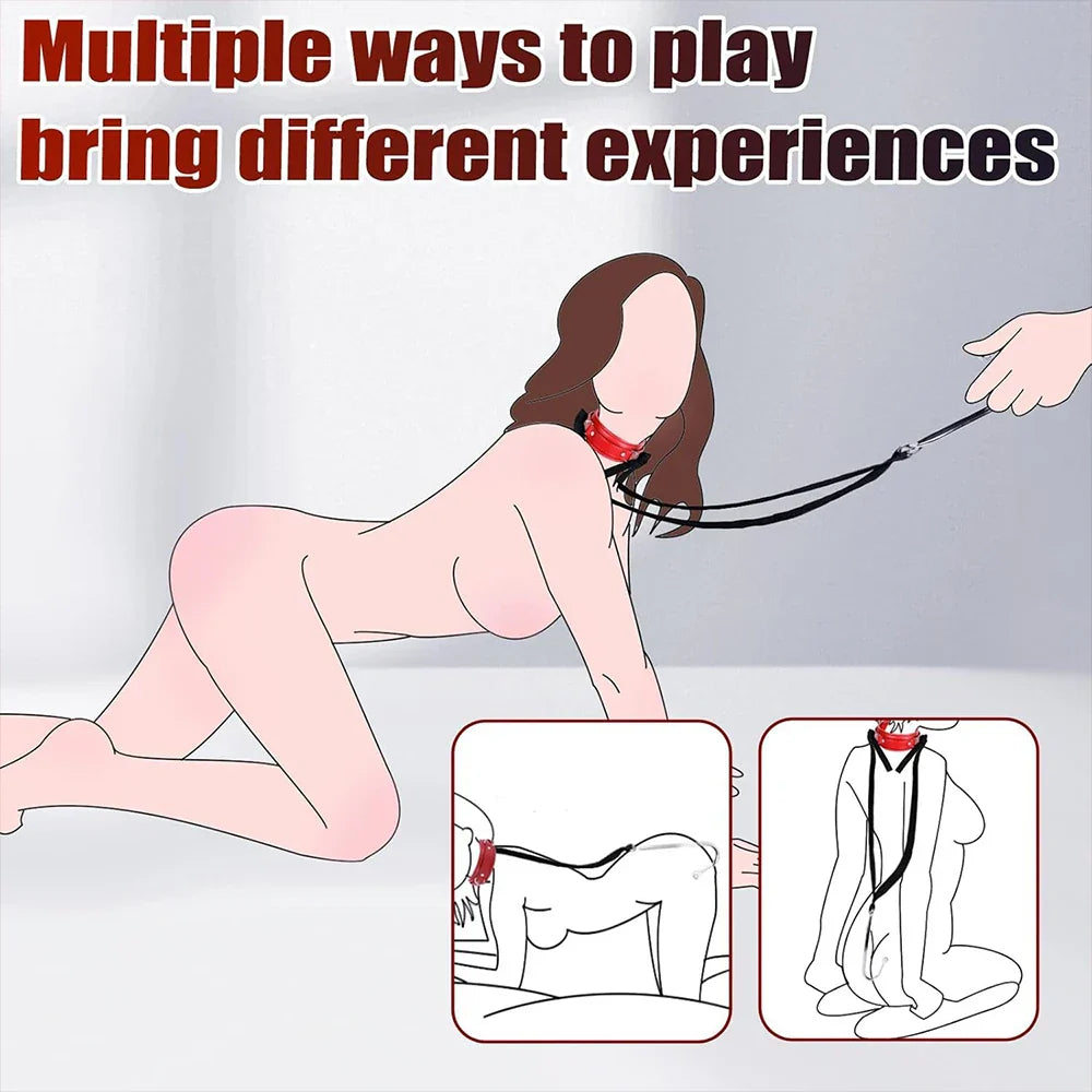 ชุดรัดกาม BDSM สำหรับผู้ใหญ่ กุญแจมือ/ข้อเท้า หนัง ปรับขนาดได้ ปลอกคอ ปลั๊กทวาร สำหรับคู่รัก ของเล่นสวมบทบาท SM