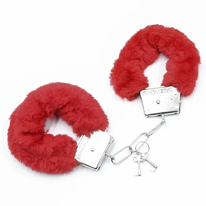 Fuzzy Plush Handcuffs  Soft Bondage Restraints for Couples Play  Adjustable  Comfortable