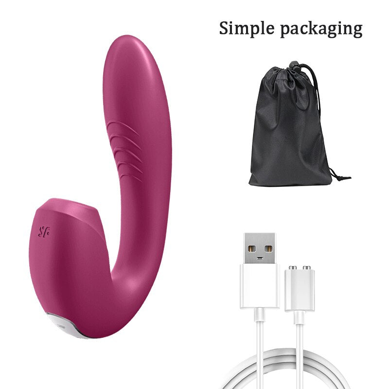 Satisfyer ไวเบรเตอร์สำหรับผู้หญิงแอป Sunray. ไวเบรเตอร์ 2in1 รูปตัว U สั่นได้ 18 โหมด