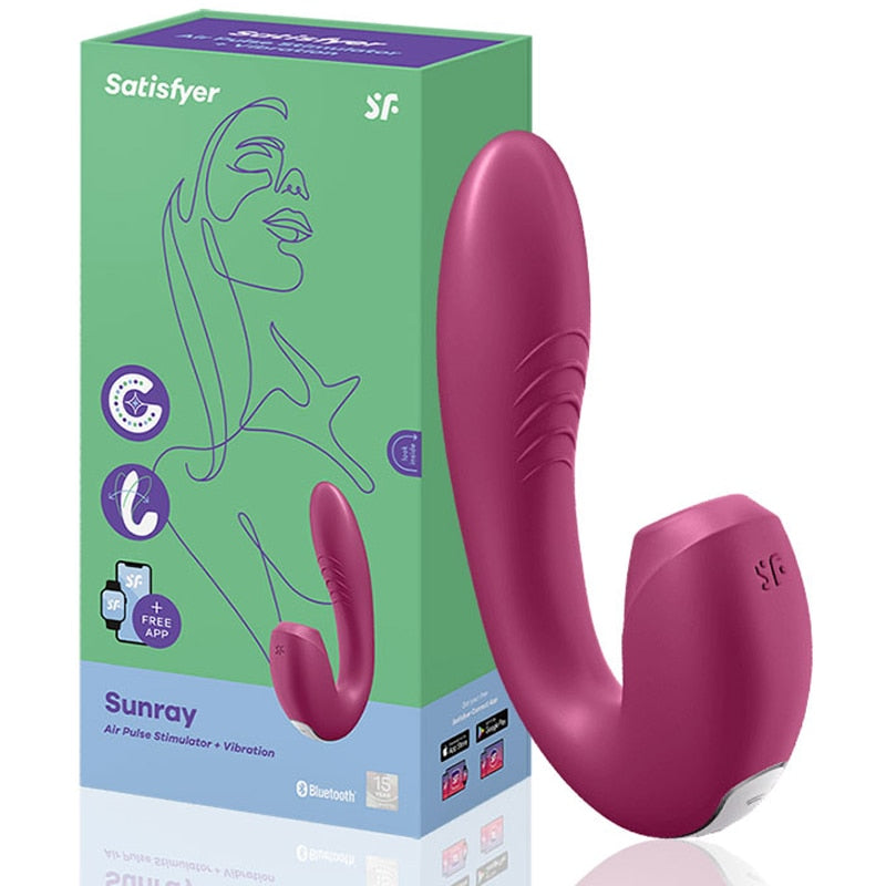Satisfyer ไวเบรเตอร์สำหรับผู้หญิงแอป Sunray. ไวเบรเตอร์ 2in1 รูปตัว U สั่นได้ 18 โหมด