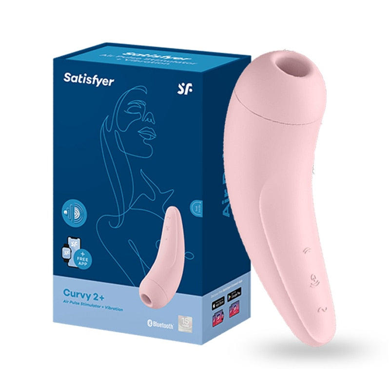 Satisfyer CURVY 2 + เครื่องสั่นควบคุมผ่านแอป เครื่องสั่นดูดปุ่มกระสันสำหรับผู้หญิง ของเล่นทางเพศสำหรับปุ่มกระสันและหัวนม UYO