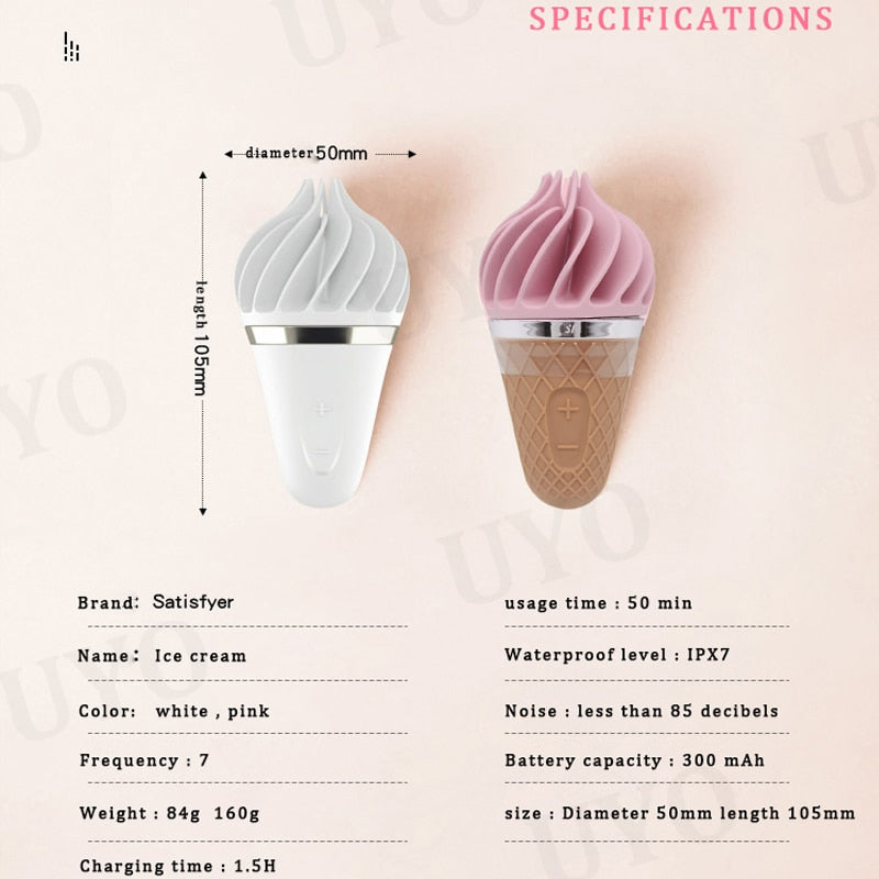 เยอรมนี Satisfyer Sweet Treat Ice Cream Cone Vibrator เพศของเล่นสำหรับหญิงนุ่มซิลิกาเจล Clitoris Stimulator UYO Mini ผู้ใหญ่ของเล่น